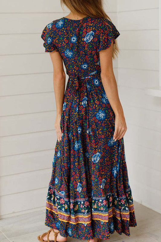 Women's Boho V-neck Long Maxi Dress