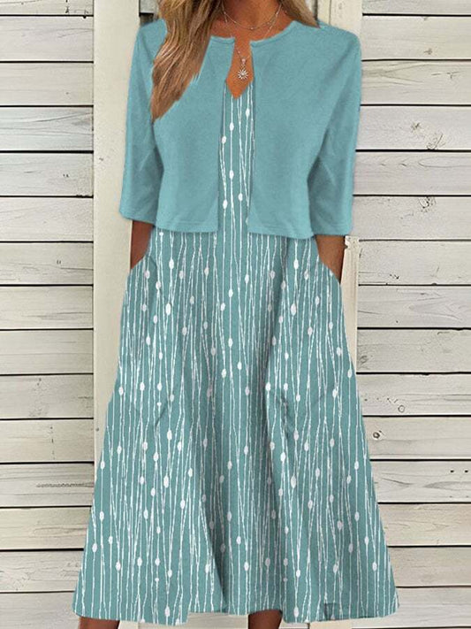 Trendy Polka Dot Print Two-Piece Dress