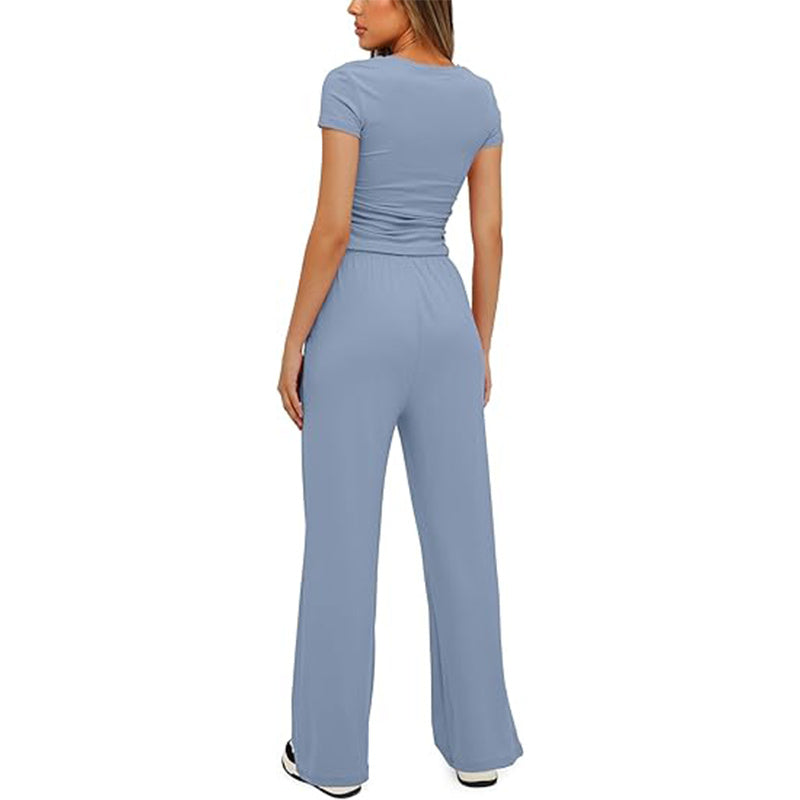 Women's New Arrivals Everyday Casual Top and Wide Leg Pants Set