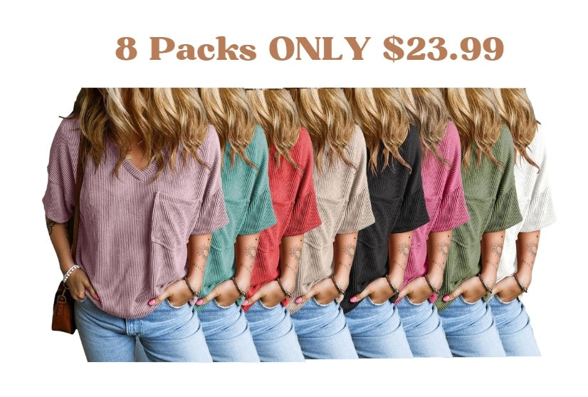 8 Packs ONLY $23.99- Womens Summer Tops Oversized T Shirts Short Sleeve Blouses for Women Dressy Casual Work Outfits
