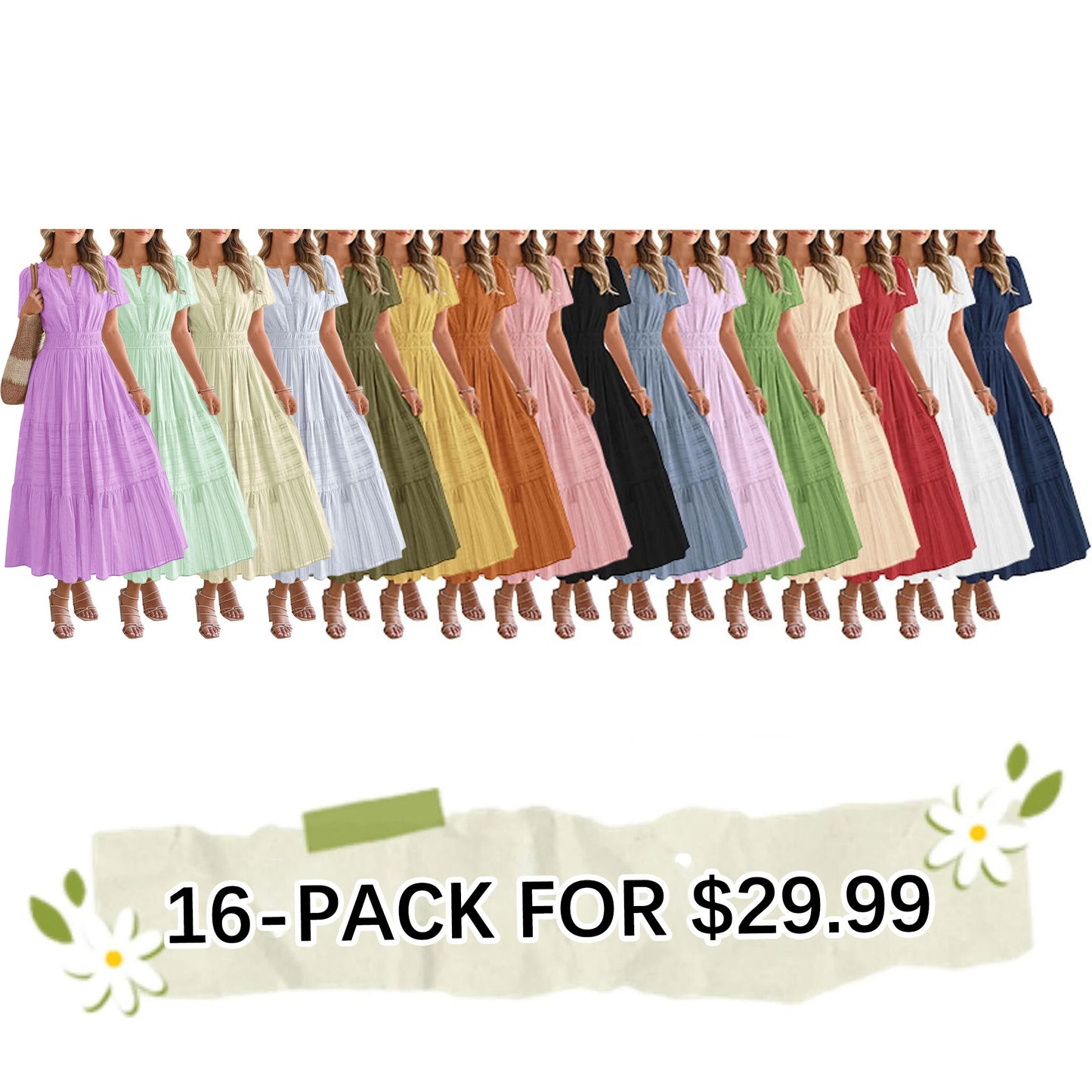 2025 Women's Spring And Summer Lightweight Short Sleeve V Casual Midi Maxi Dresses