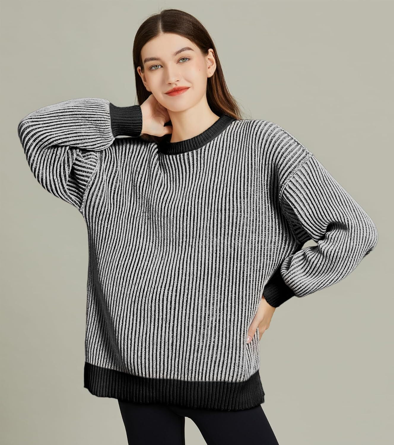 Beyond Chenille Sweater for Women Fall Casual Long Sleeve Crew Neck Pullover Rib Knit Blouse Tops