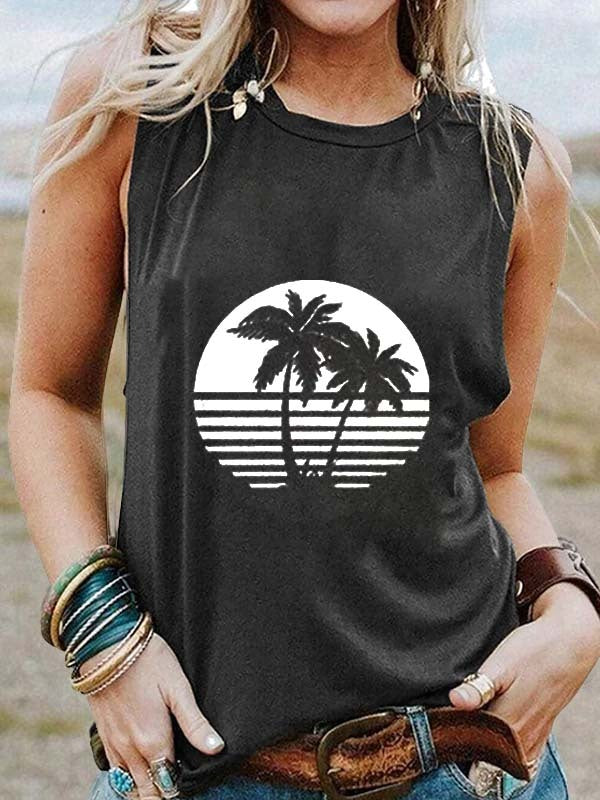 Tropical Plants Print Tops