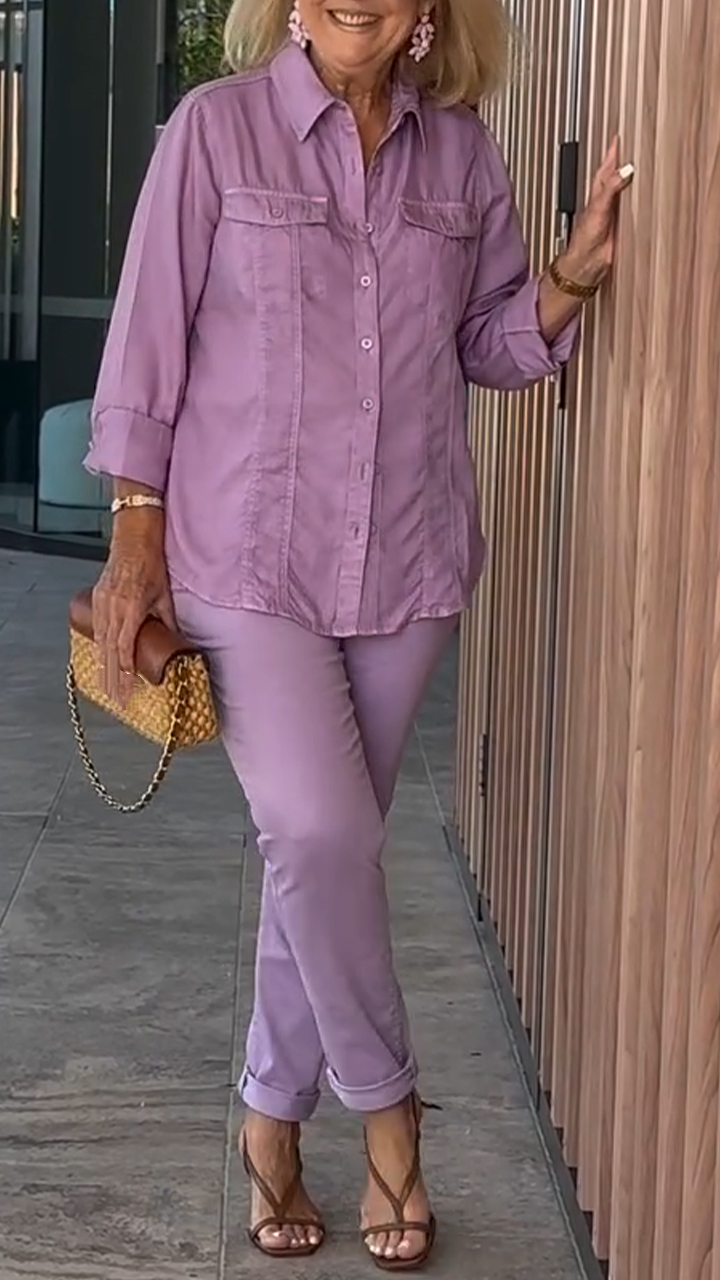 New arrival ladies cotton and linen round collar button casual suit