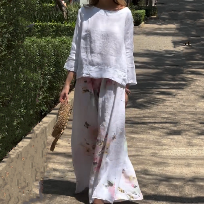Women's Everyday Casual Linen Sunshine Floral Suit