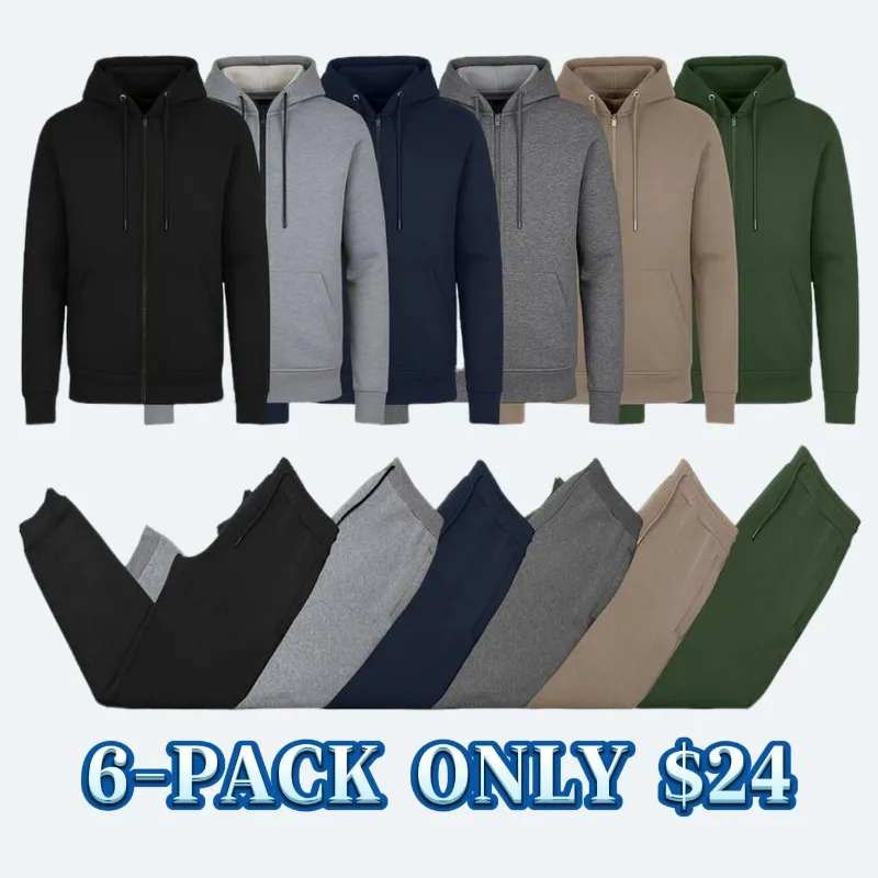 Men’s Multi Pack Fleece Zip Hoodie & Jogger Sets