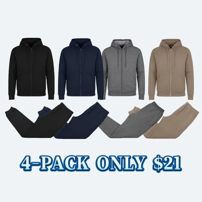 Men’s Multi Pack Fleece Zip Hoodie & Jogger Sets