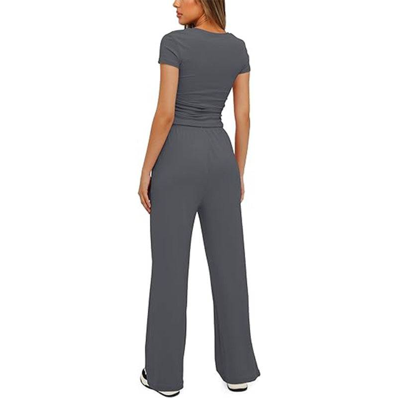Women's New Arrivals Everyday Casual Top and Wide Leg Pants Set