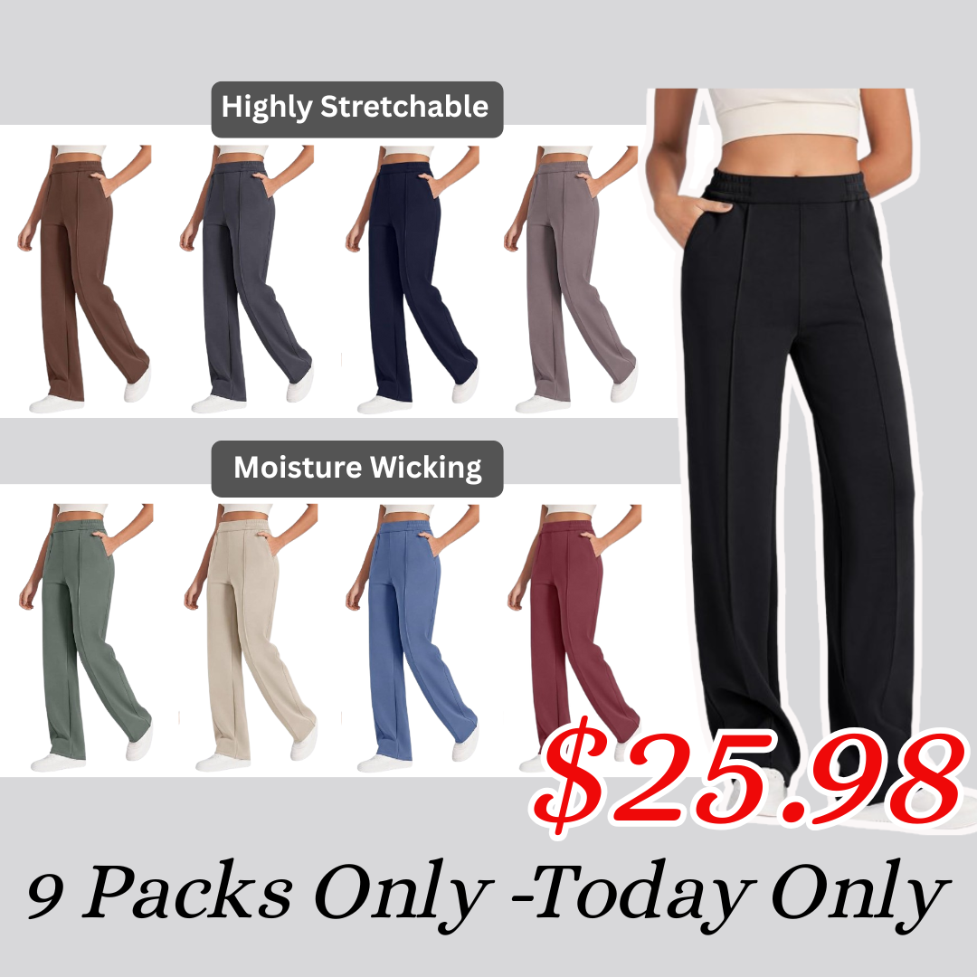 Halloween Sale🎃Women Wide Leg Sweatpants with Pockets Yoga Pants Casual Lounge Trousers