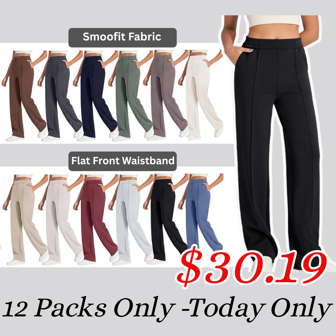 Halloween Sale🎃Women Wide Leg Sweatpants with Pockets Yoga Pants Casual Lounge Trousers