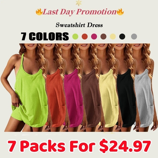 🔥Last Day 70% Off🔥Women's Athletic Sleeveless Mini Dress with Built-in Shorts
