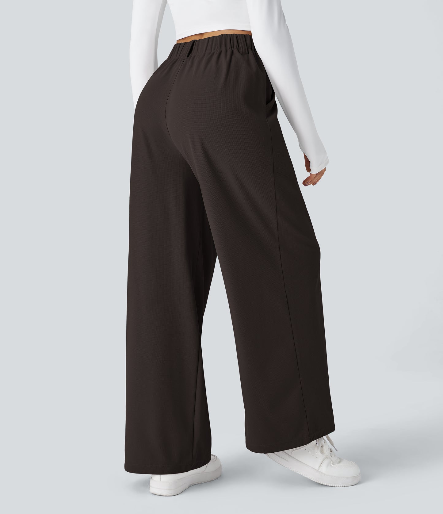 🎅Early Christmas Sale🎄Women’s High Waisted Side Pocket Wide Leg Waffle Work Pants