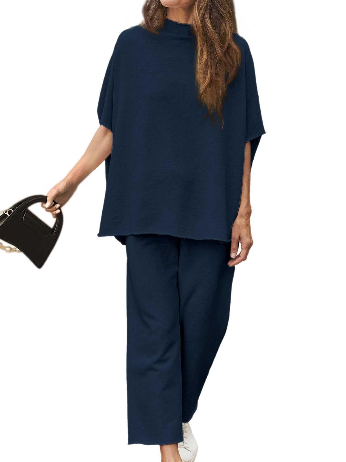 Women's Casual Suit Two-piece Set (Pullover + Wide-leg Pants)