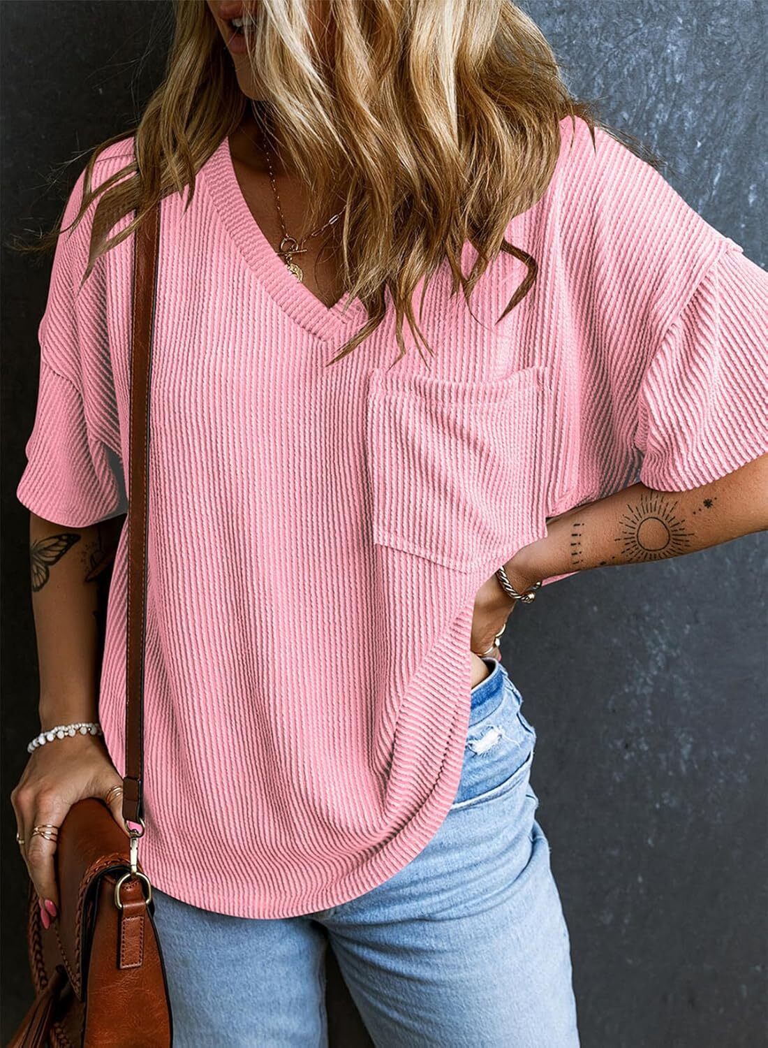 8 Packs ONLY $23.99- Womens Summer Tops Oversized T Shirts Short Sleeve Blouses for Women Dressy Casual Work Outfits