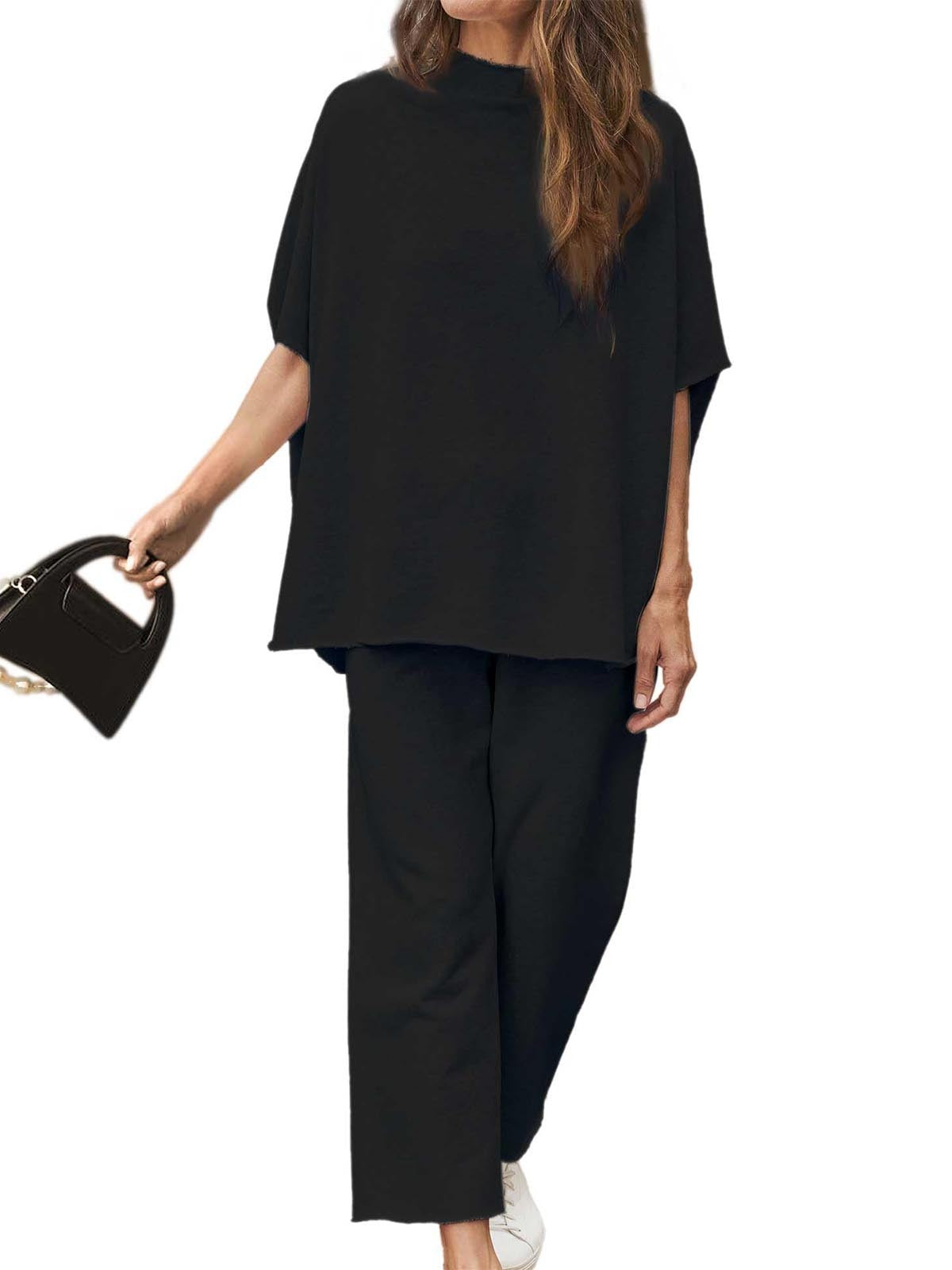 Women's Casual Suit Two-piece Set (Pullover + Wide-leg Pants)