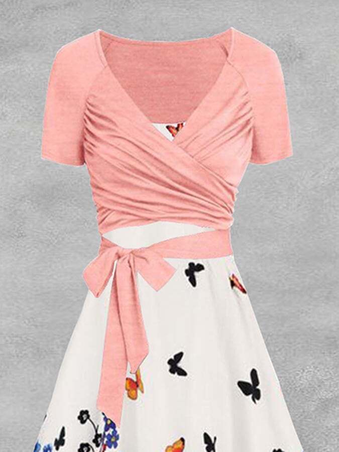 Casual Artistic Butterfly Print Dress