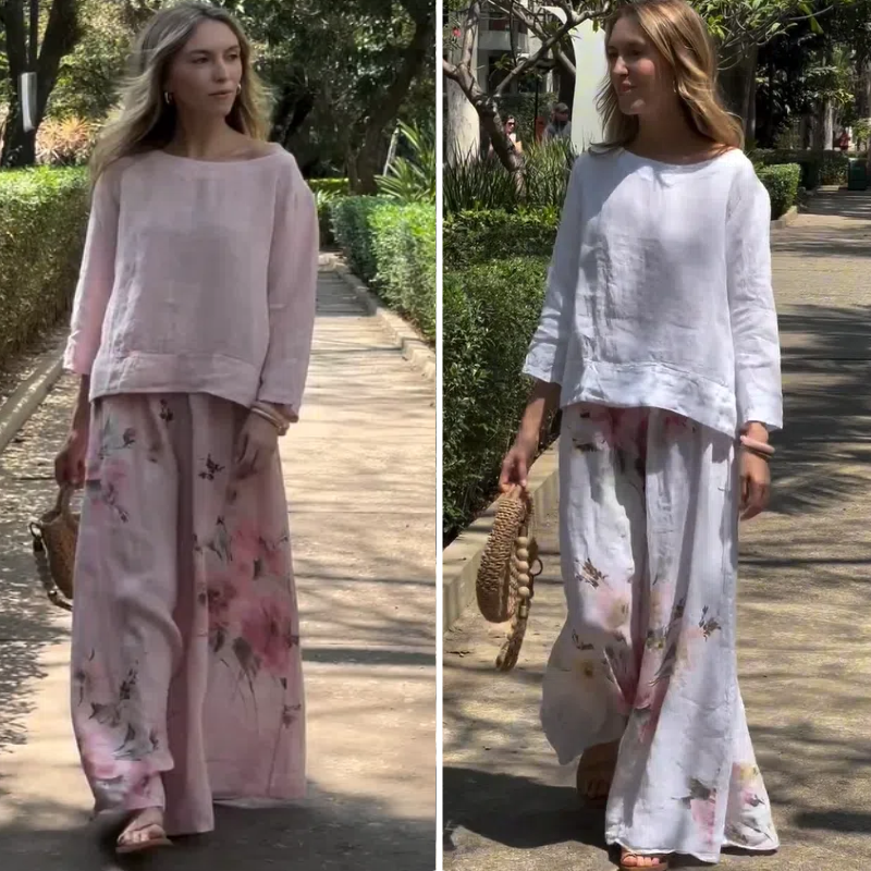 Women's Everyday Casual Linen Sunshine Floral Suit