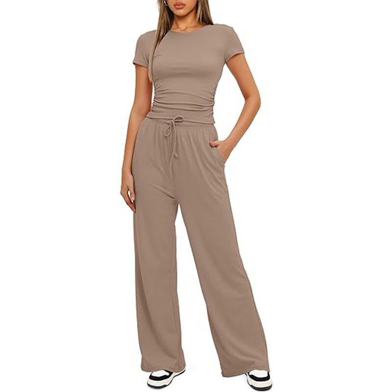 Women's New Arrivals Everyday Casual Top and Wide Leg Pants Set
