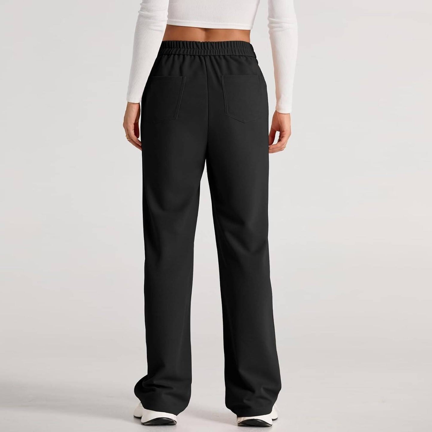 ⏰Womens High Waist Button Stretchy Work Pants Straight Leg Office Dress Pant Business Casual Trousers with Pocket