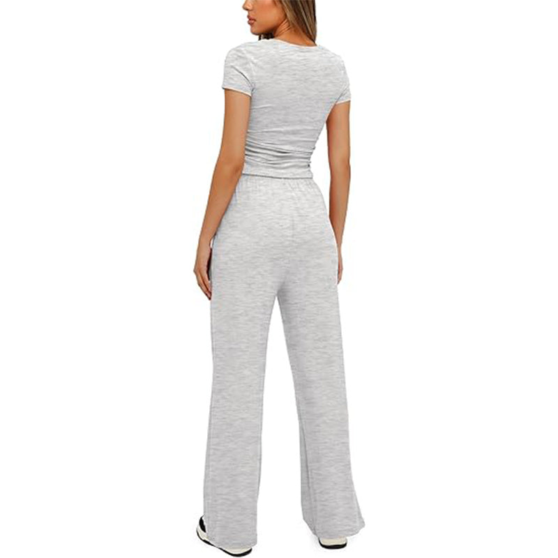 Women's New Arrivals Everyday Casual Top and Wide Leg Pants Set