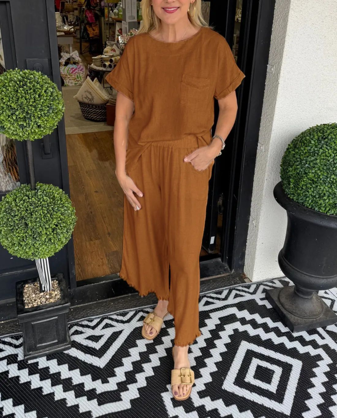 New Women's Summer Cotton&Linen 2-Piece Relaxed Set