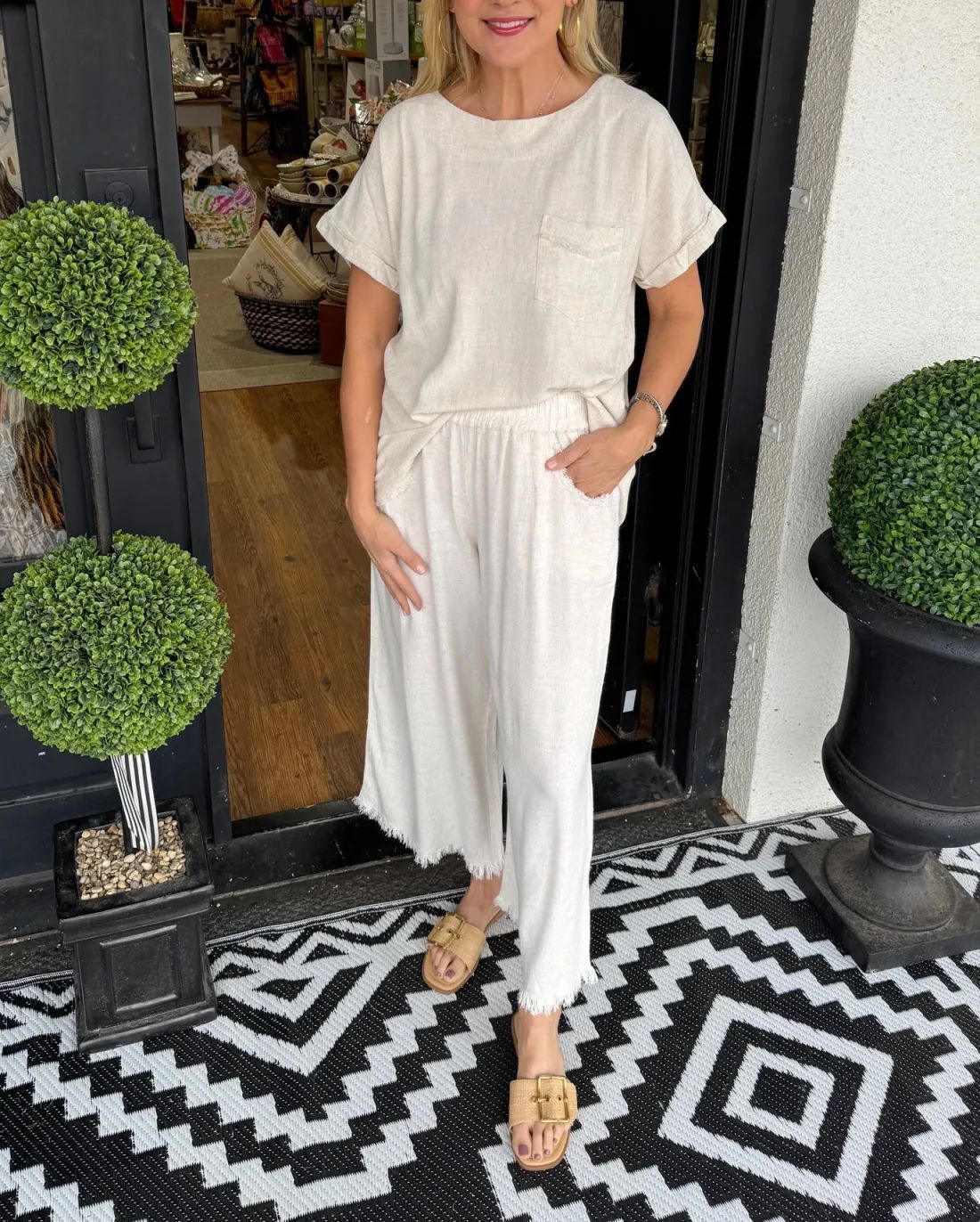 New Women's Summer Cotton&Linen 2-Piece Relaxed Set