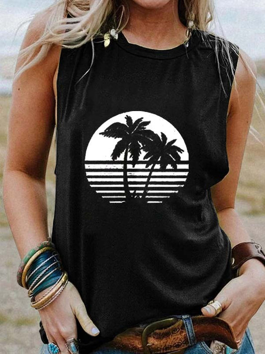 Tropical Plants Print Tops