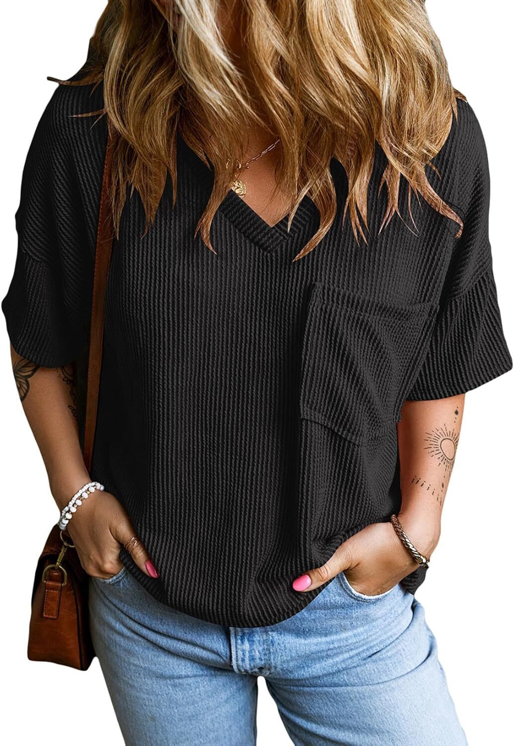 8 Packs ONLY $23.99- Womens Summer Tops Oversized T Shirts Short Sleeve Blouses for Women Dressy Casual Work Outfits