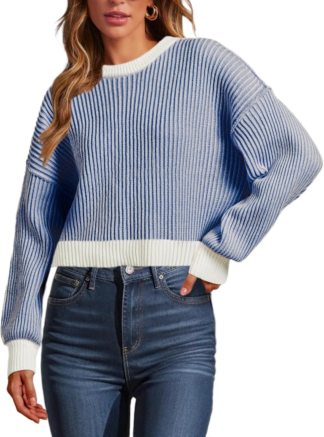 Beyond Chenille Sweater for Women Fall Casual Long Sleeve Crew Neck Pullover Rib Knit Blouse Tops