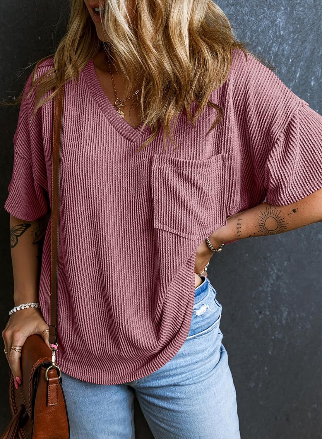 8 Packs ONLY $23.99- Womens Summer Tops Oversized T Shirts Short Sleeve Blouses for Women Dressy Casual Work Outfits