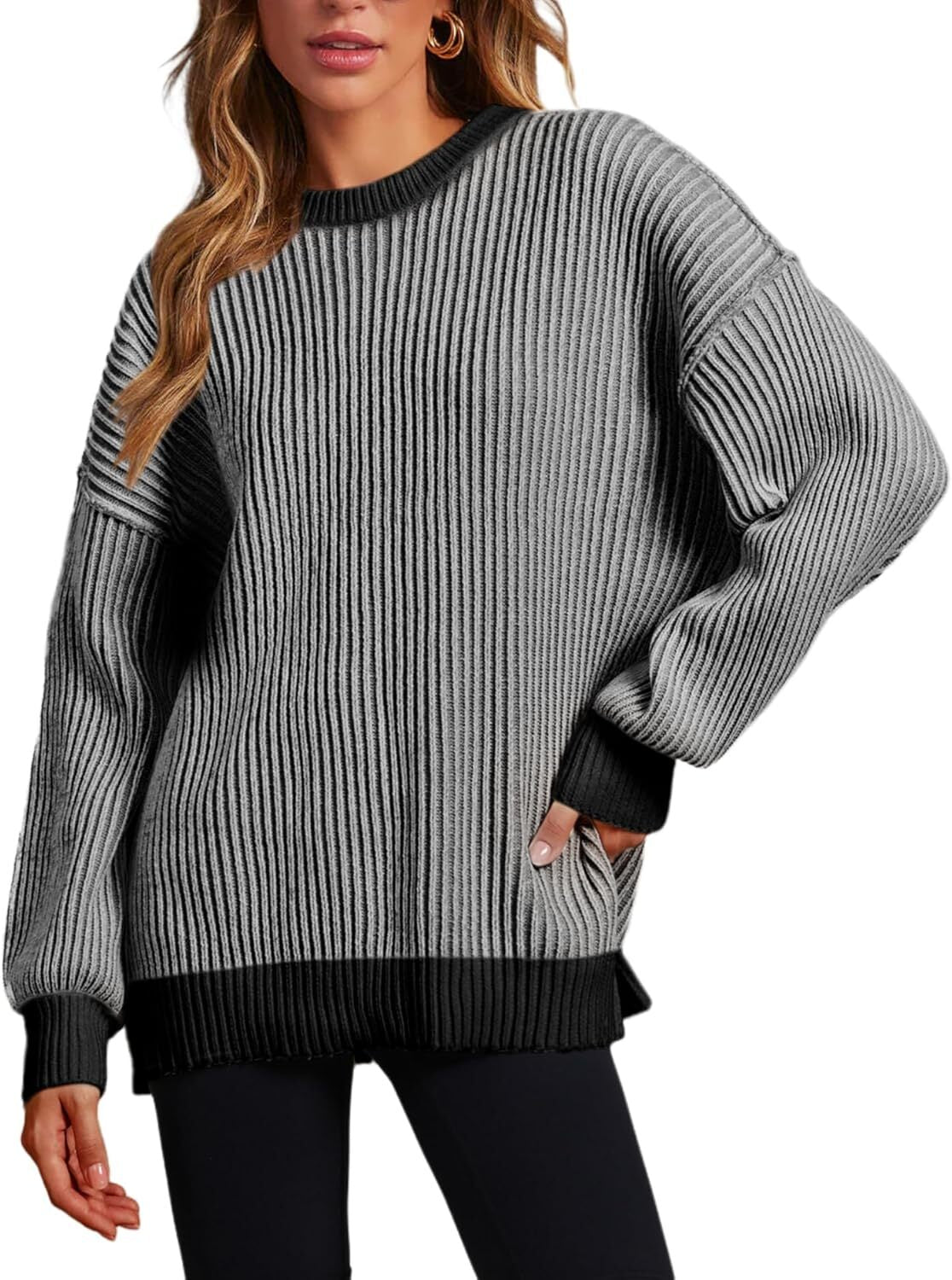 Beyond Chenille Sweater for Women Fall Casual Long Sleeve Crew Neck Pullover Rib Knit Blouse Tops