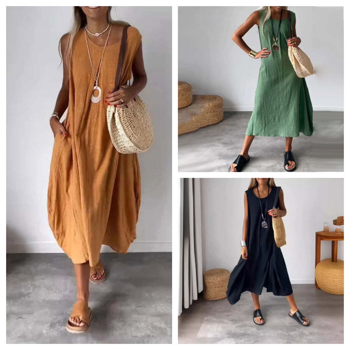 Sleeveless style, reveals slender arms, this dress makes you more charming in summer!