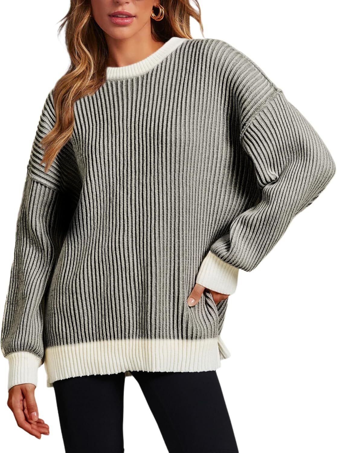 Beyond Chenille Sweater for Women Fall Casual Long Sleeve Crew Neck Pullover Rib Knit Blouse Tops