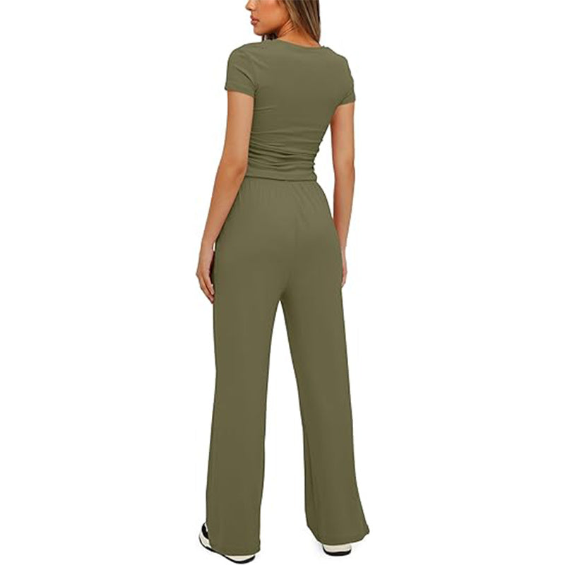 Women's New Arrivals Everyday Casual Top and Wide Leg Pants Set
