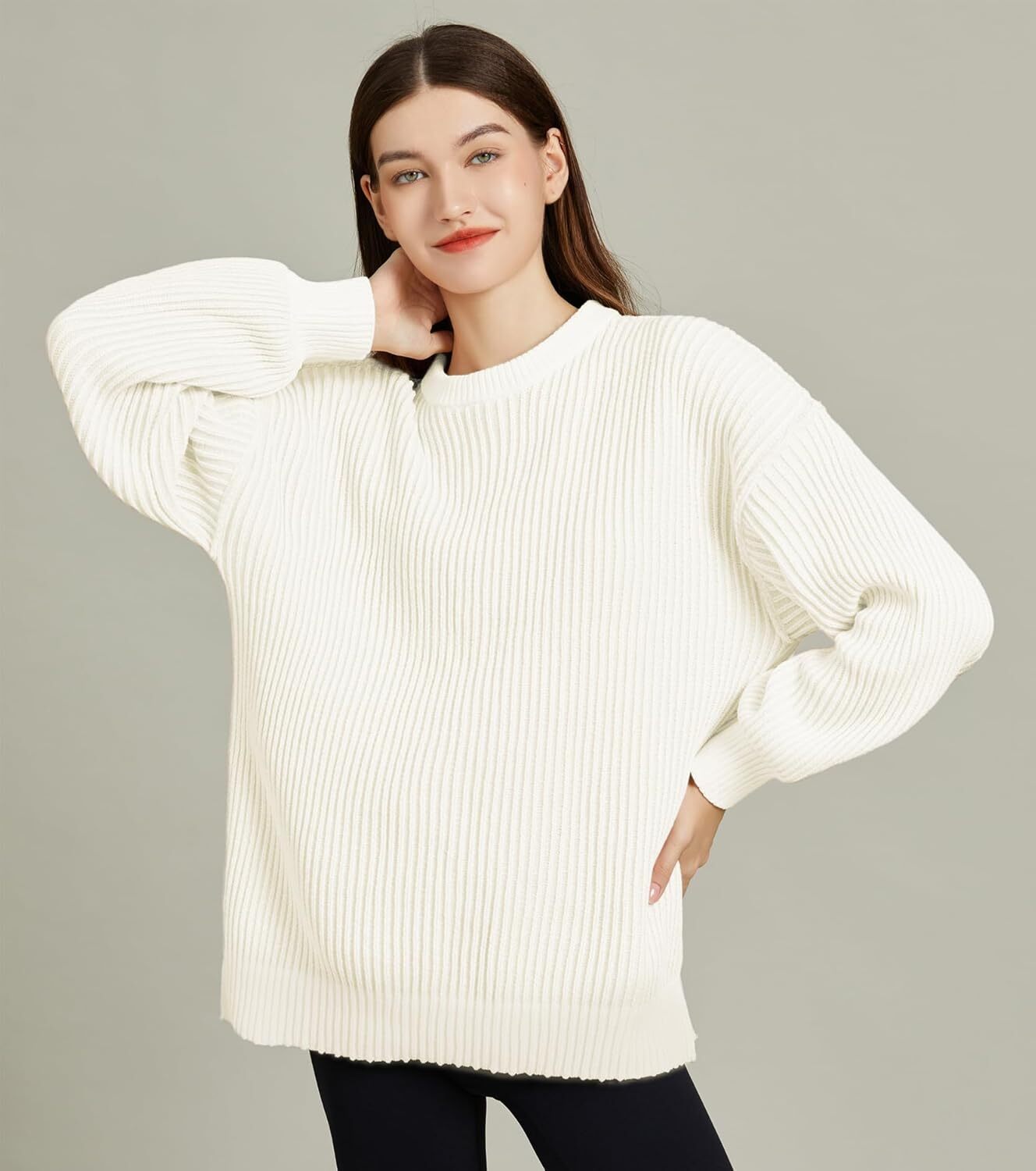 Beyond Chenille Sweater for Women Fall Casual Long Sleeve Crew Neck Pullover Rib Knit Blouse Tops