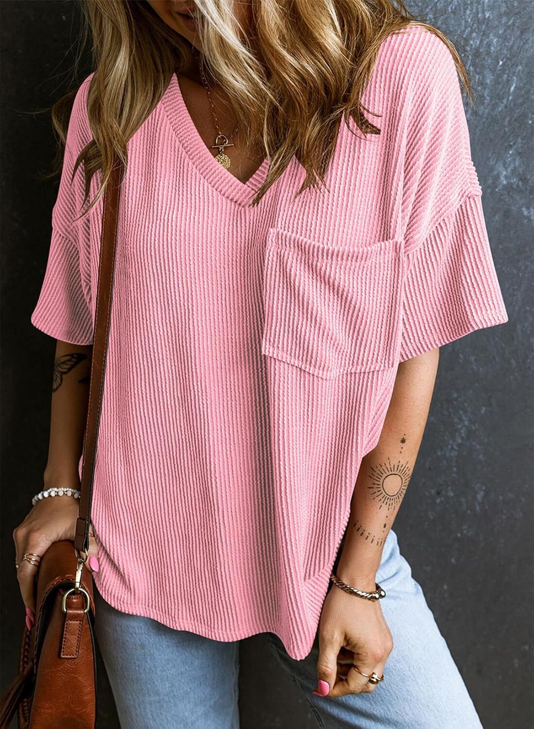 8 Packs ONLY $23.99- Womens Summer Tops Oversized T Shirts Short Sleeve Blouses for Women Dressy Casual Work Outfits