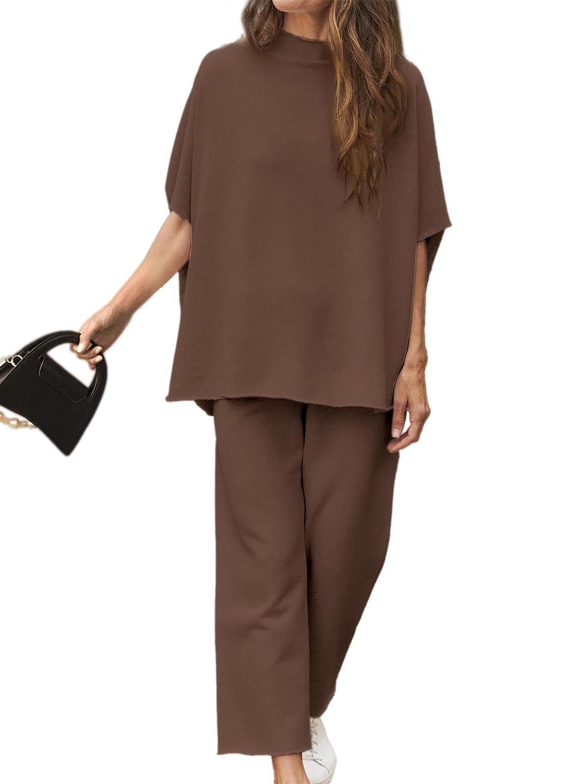 Women's Casual Suit Two-piece Set (Pullover + Wide-leg Pants)