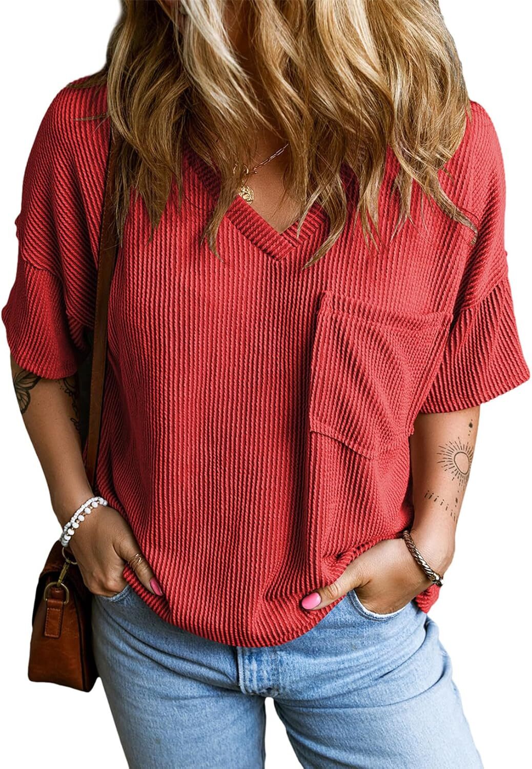 8 Packs ONLY $23.99- Womens Summer Tops Oversized T Shirts Short Sleeve Blouses for Women Dressy Casual Work Outfits