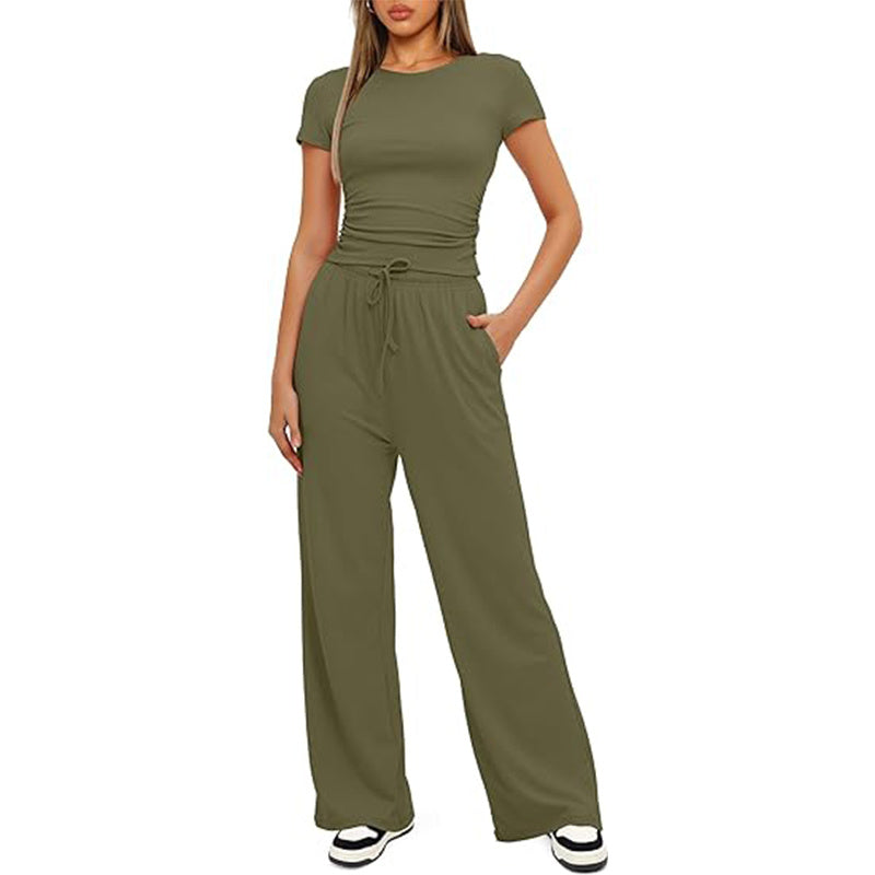 Women's New Arrivals Everyday Casual Top and Wide Leg Pants Set