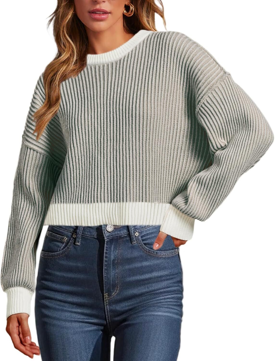 Beyond Chenille Sweater for Women Fall Casual Long Sleeve Crew Neck Pullover Rib Knit Blouse Tops