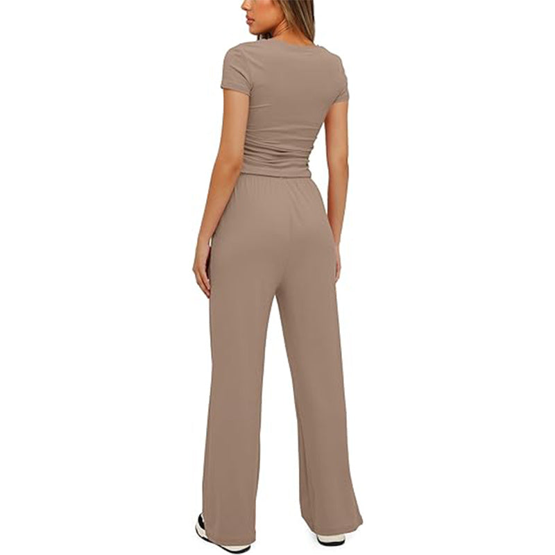 Women's New Arrivals Everyday Casual Top and Wide Leg Pants Set