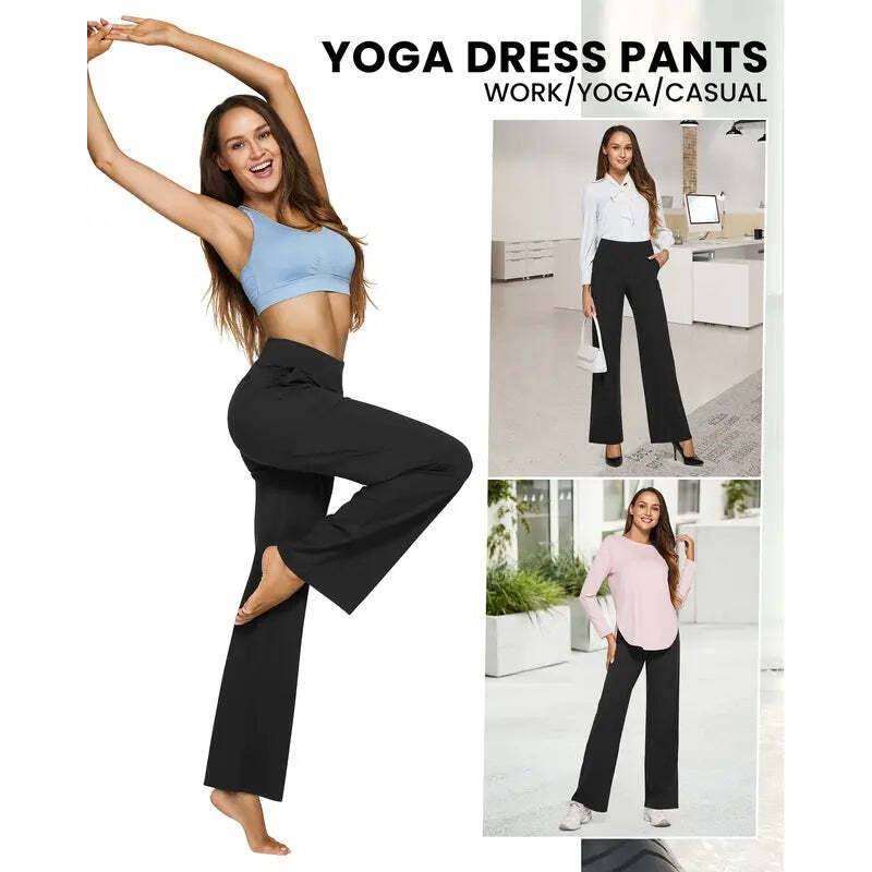 🎅Early Christmas Sale🎄Women’s High-Waist Wide Leg Pants – Business Casual Yoga Dress Pants with Pockets