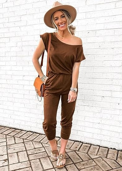 Women Summer Dressy Off Shoulder Romper Spring Vacation Travel Lounge Outfits Clothes