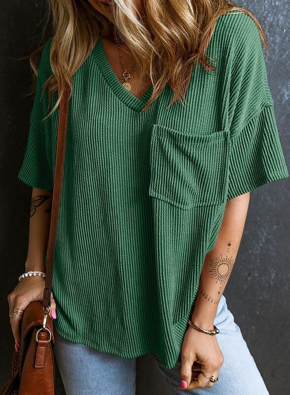 8 Packs ONLY $23.99- Womens Summer Tops Oversized T Shirts Short Sleeve Blouses for Women Dressy Casual Work Outfits