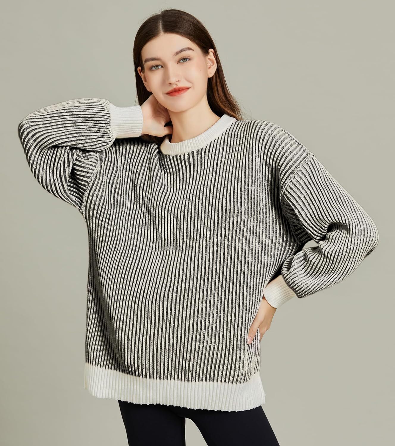 Beyond Chenille Sweater for Women Fall Casual Long Sleeve Crew Neck Pullover Rib Knit Blouse Tops