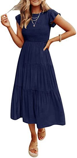 Summer Women's Casual Flowy Short Sleeve Dress