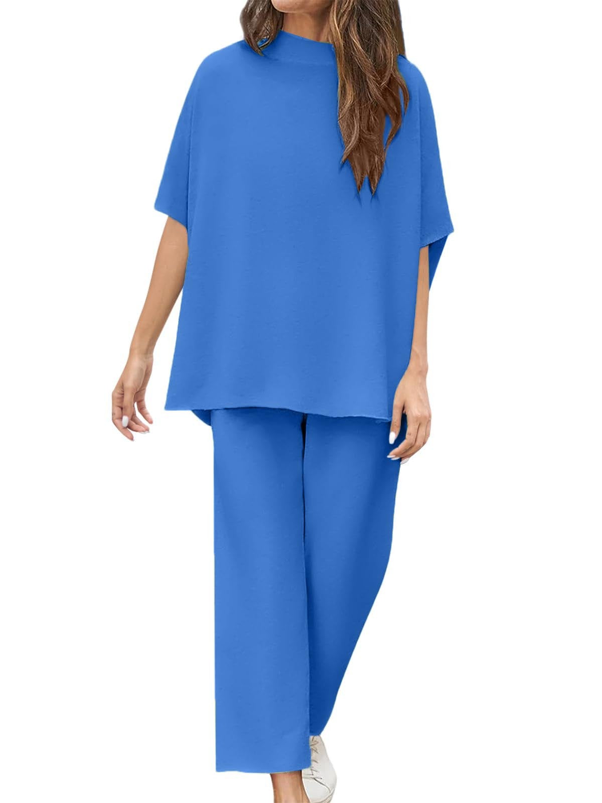 Women's Casual Suit Two-piece Set (Pullover + Wide-leg Pants)