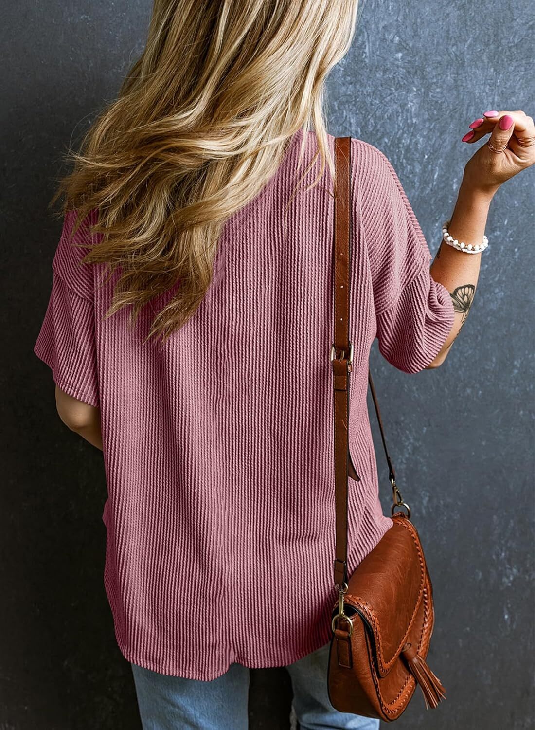 8 Packs ONLY $23.99- Womens Summer Tops Oversized T Shirts Short Sleeve Blouses for Women Dressy Casual Work Outfits