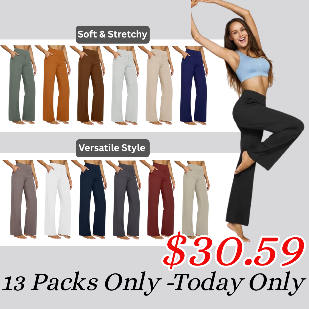 🎅Early Christmas Sale🎄Women’s High-Waist Wide Leg Pants – Business Casual Yoga Dress Pants with Pockets