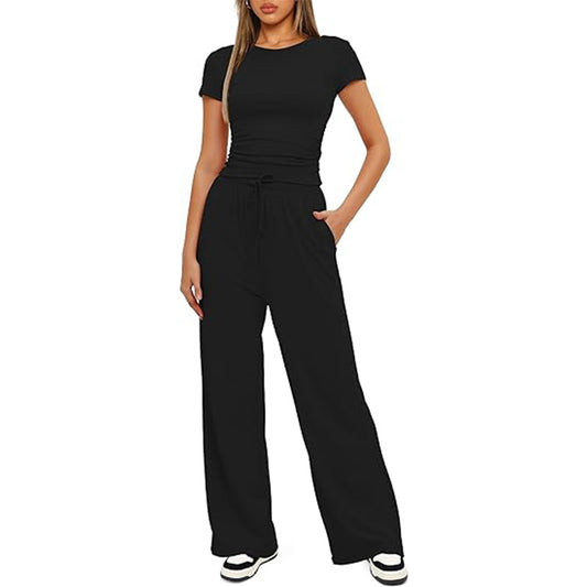 Women's New Arrivals Everyday Casual Top and Wide Leg Pants Set